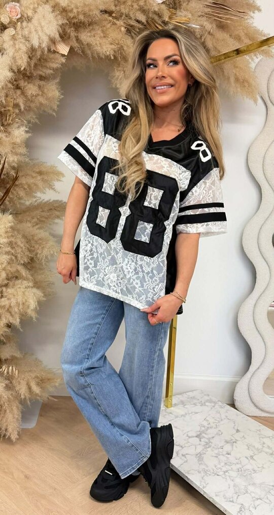 LACE BASEBALL SHIRT 6261 BLACK/WHITE