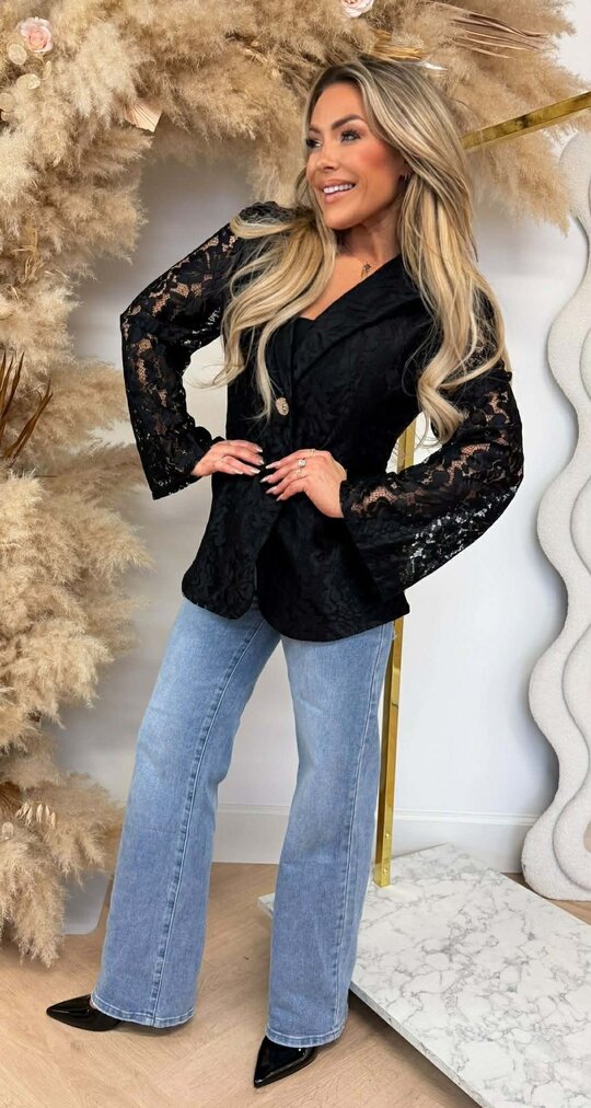 VAJEN LACE BLAZER BLACK
