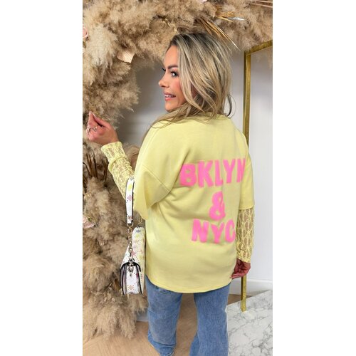 BKLYN & NY LACE TEE YELLOW