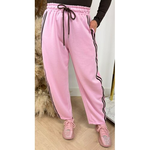 STRIPE JOGGER BALLON FIT PANTS PINK