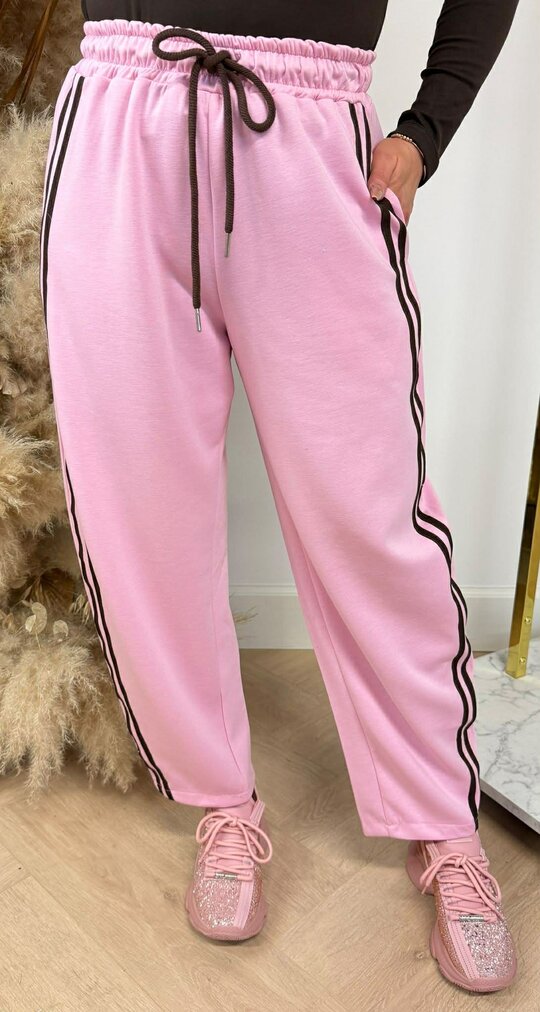 STRIPE JOGGER BALLON FIT PANTS PINK