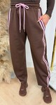 STRIPE JOGGER BALLON FIT PANTS CHOCO