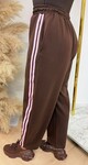 STRIPE JOGGER BALLON FIT PANTS CHOCO