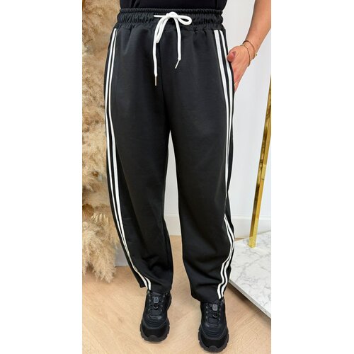 STRIPE JOGGER BALLON FIT PANTS BLACK