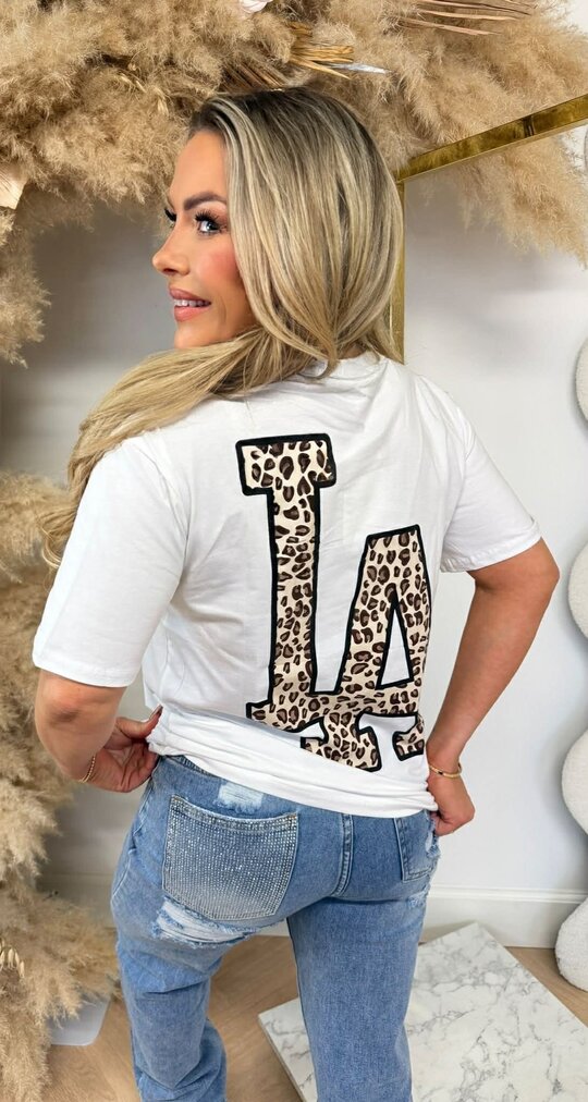LA LEOPARD T-SHIRT 257 WHITE