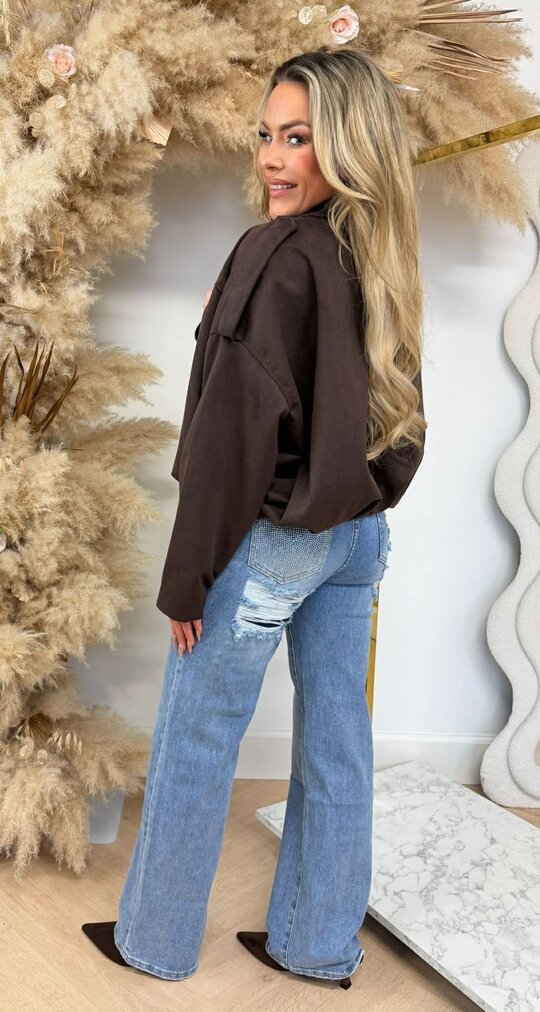 ROSIE SUEDE BOMBERJACKET CHOCO