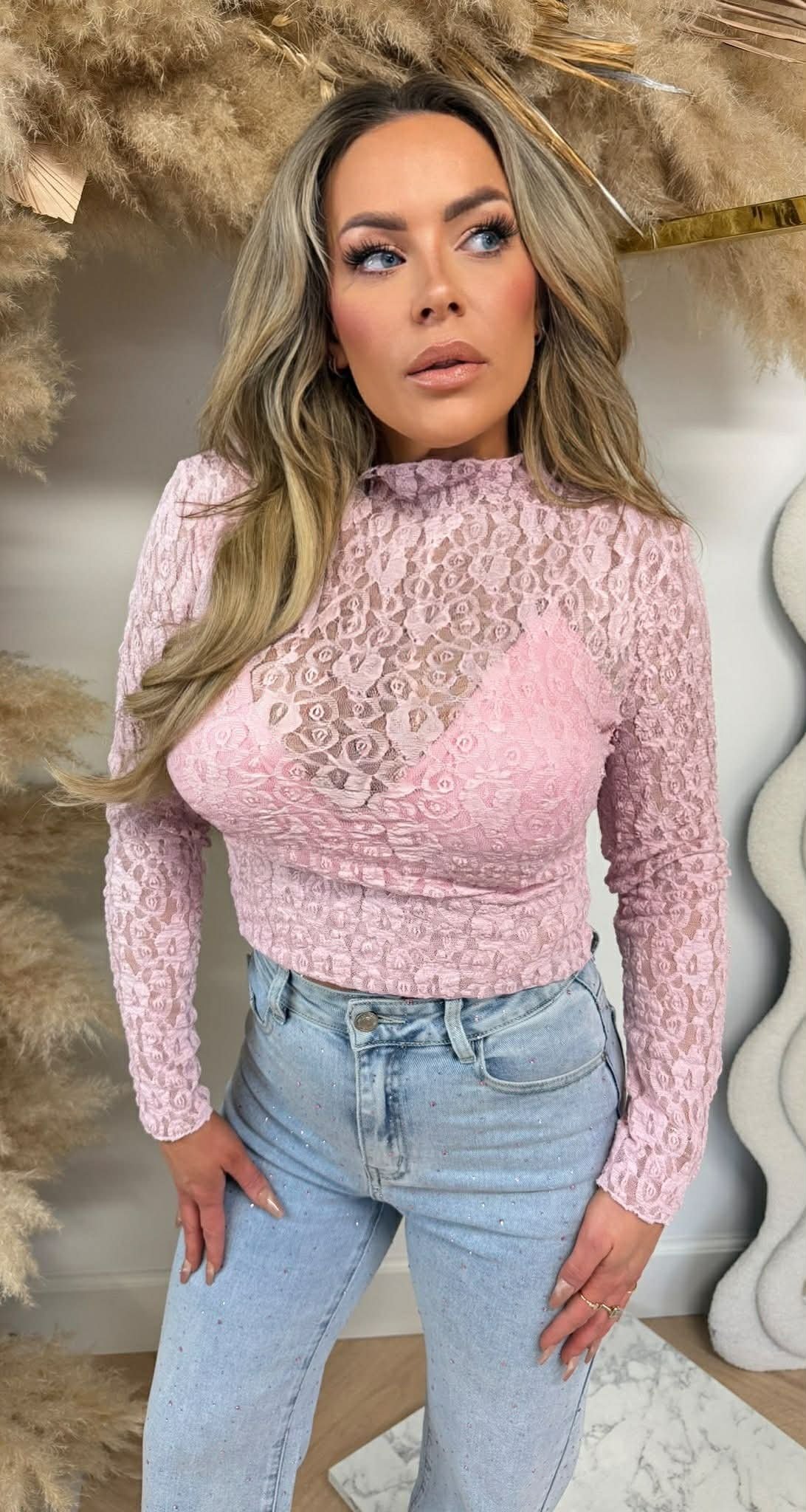 SARAH LACE TOP PINK