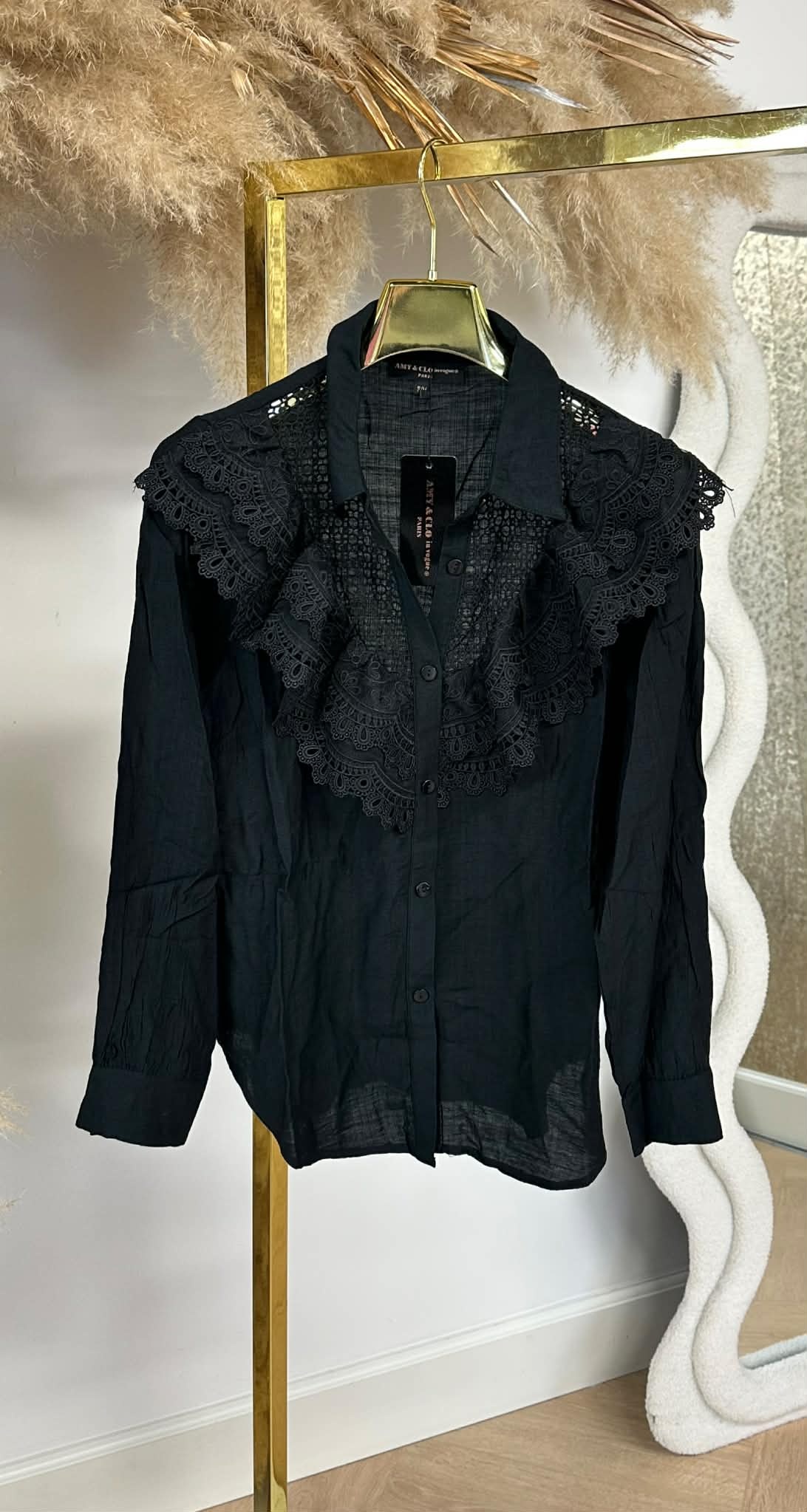 BRODERIE BLOUSE 3539 BLACK