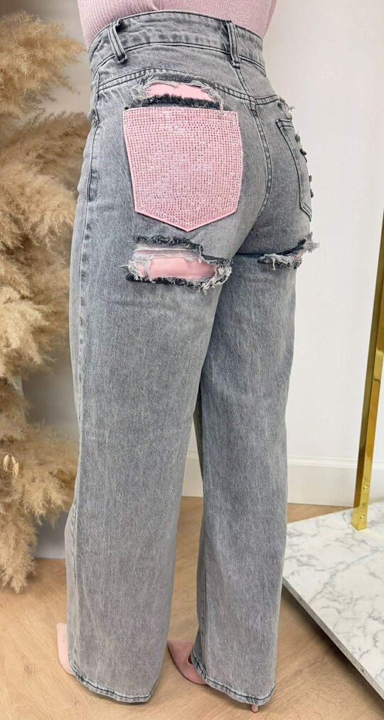 BESTSELLER GLITTER POCKET JEANS 1961 GREY