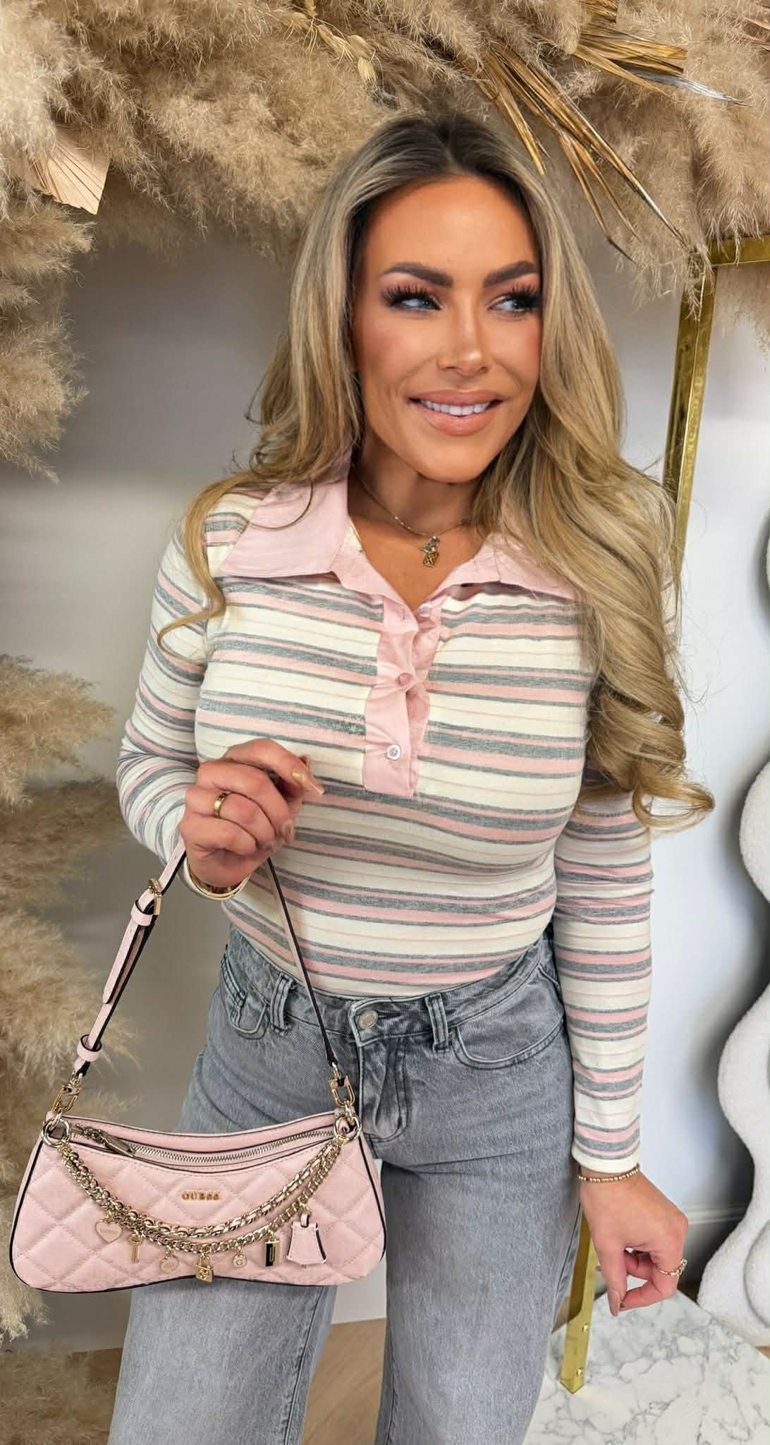 STRIPE KRAAG BODY PINK