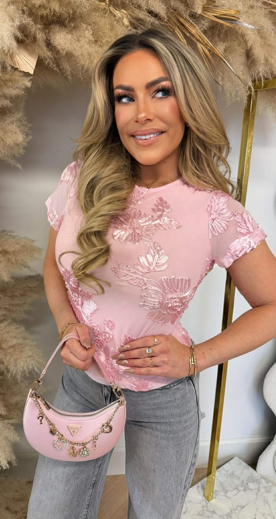 GLAM FLOWER TOP 3244 PINK