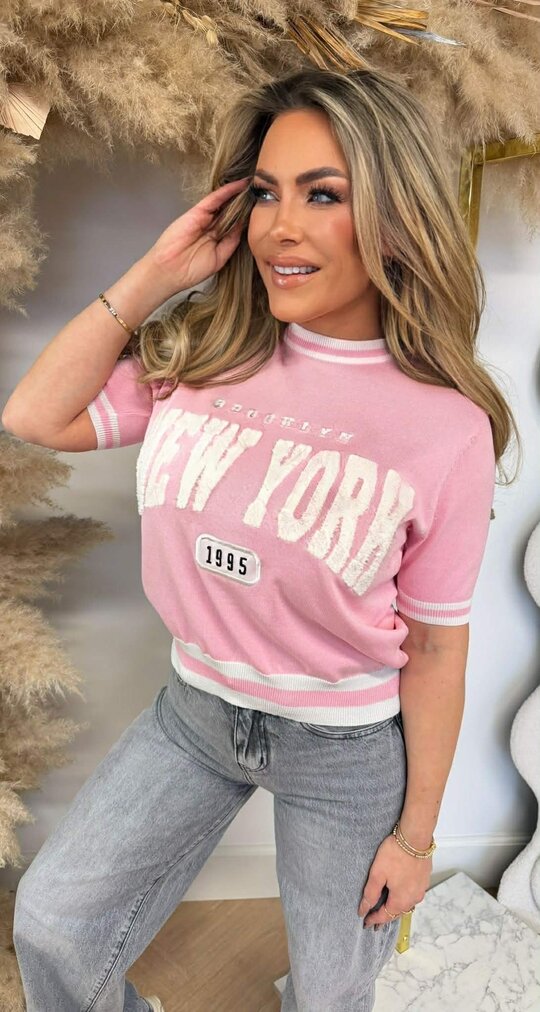 NEW YORK KNIT TEE SH629 PINK NEW YORK KNIT TEE SH629 PINK