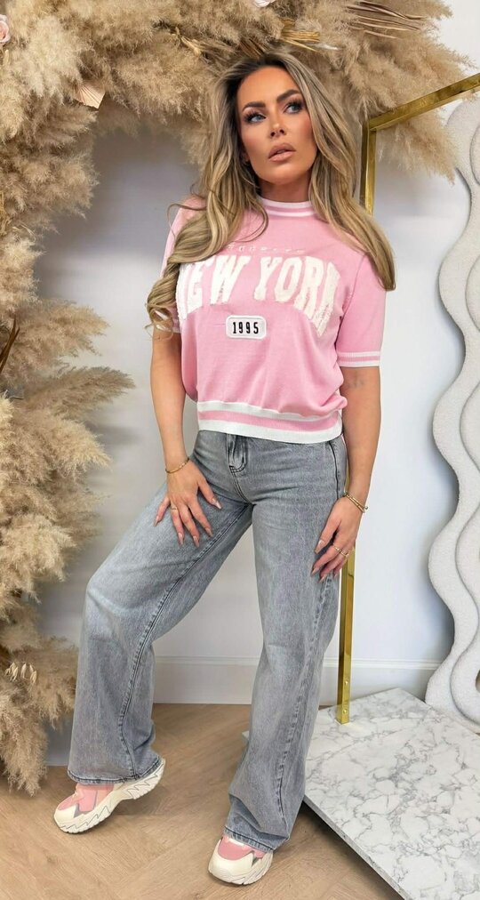 NEW YORK KNIT TEE SH629 PINK NEW YORK KNIT TEE SH629 PINK