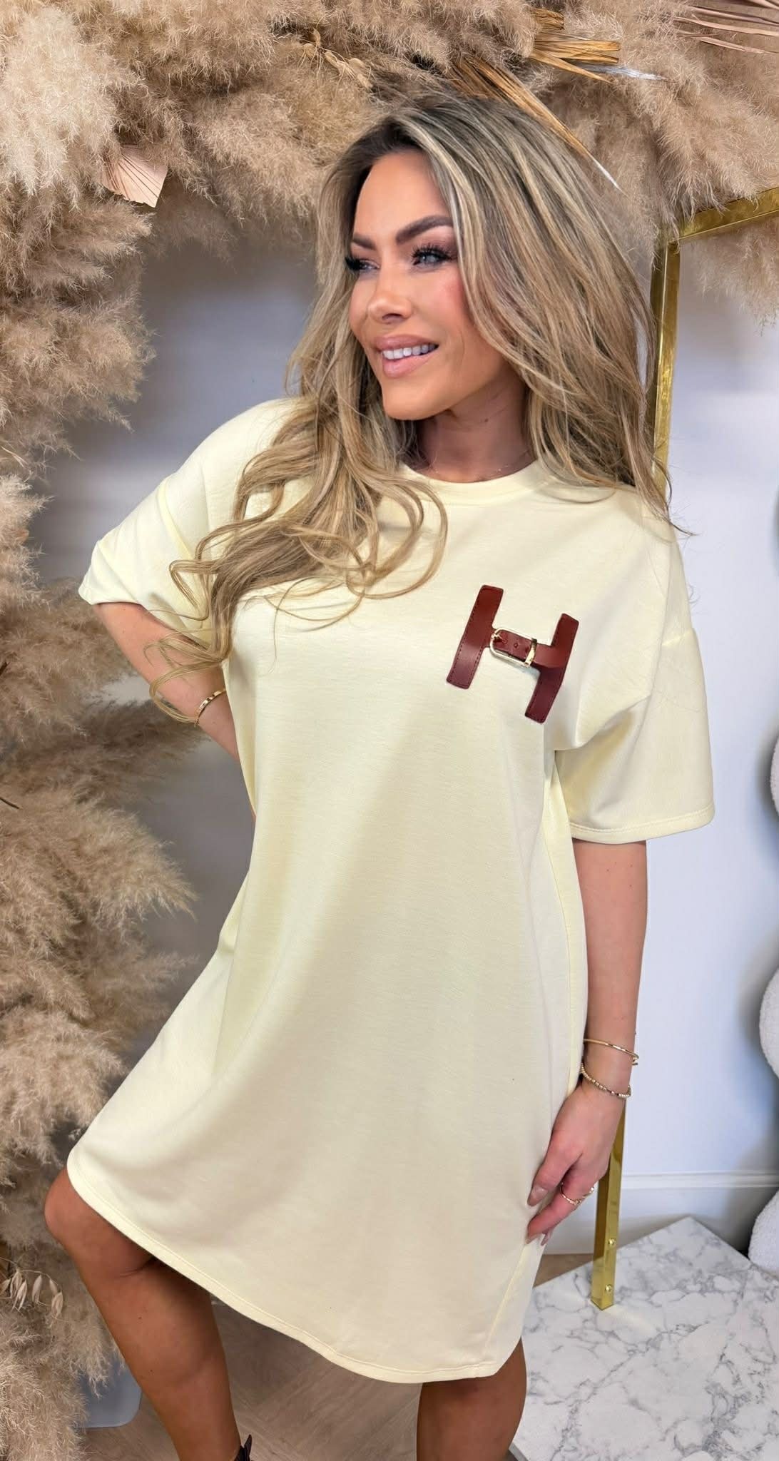 H LONG TEE  DRESS BUTTERYELLOW