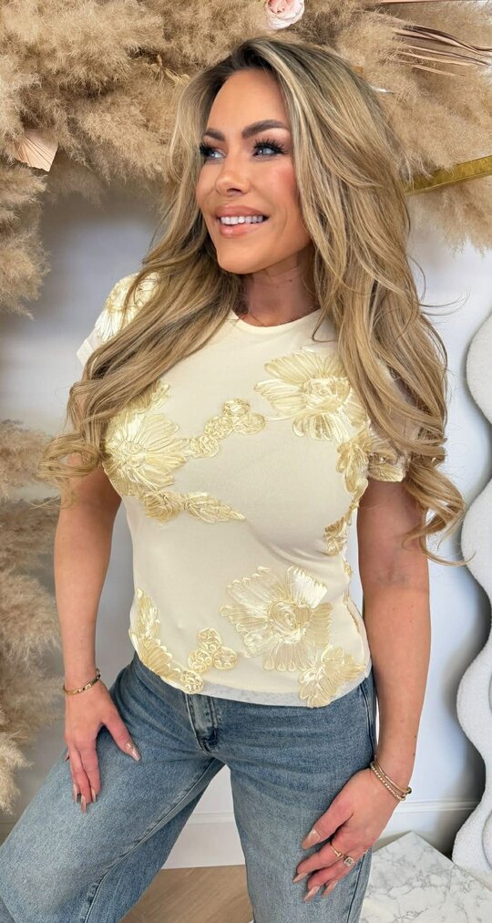 GLAM FLOWER TOP 3244 BUTTERYELLOW