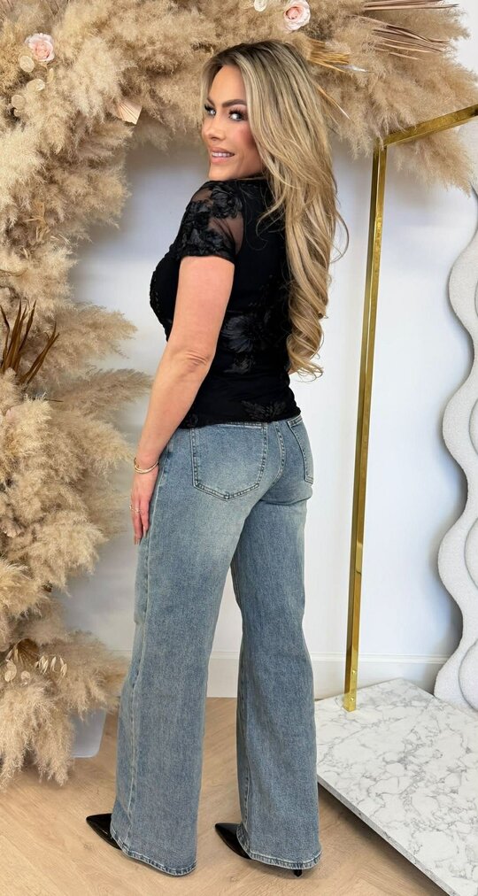 GLAM FLOWER TOP 3244 BLACK