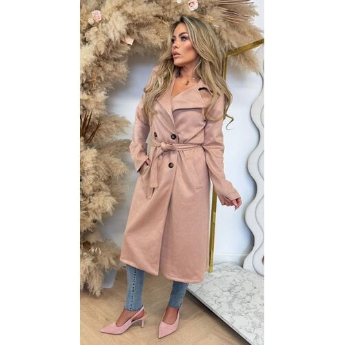 SUEDINE TRENCHCOAT OLDPINK
