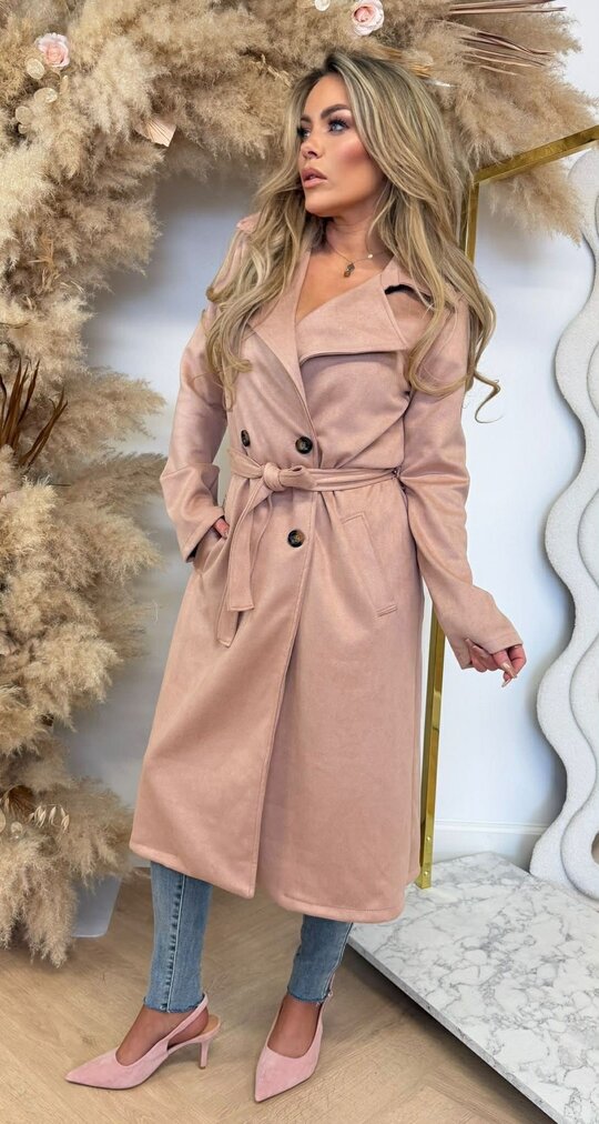 SUEDINE TRENCHCOAT OLDPINK