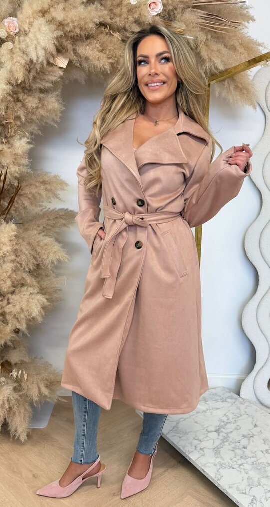 SUEDINE TRENCHCOAT OLDPINK