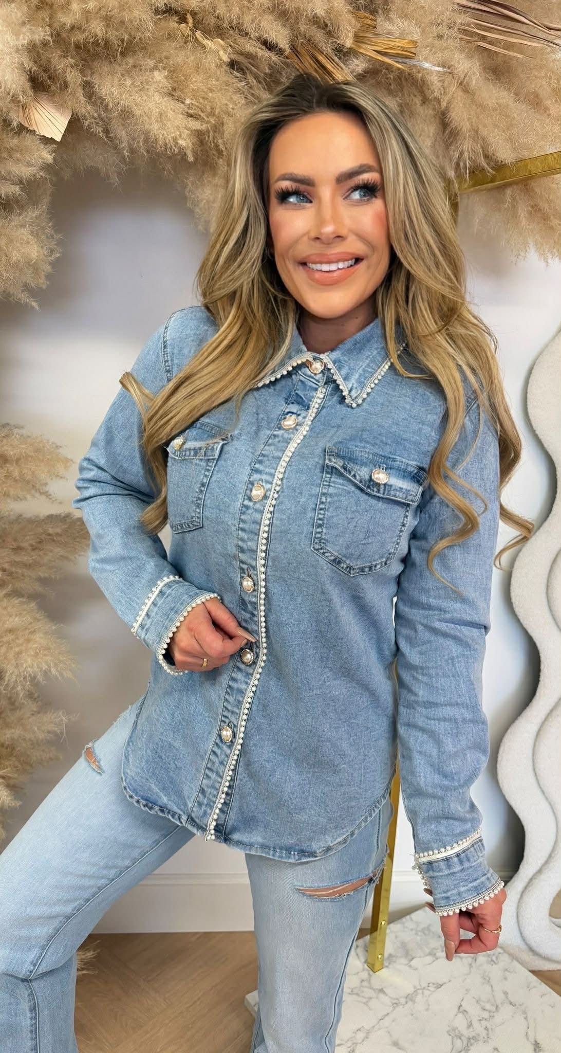 PEARLY DENIM BLOUSE 6035 DENIMBLUE