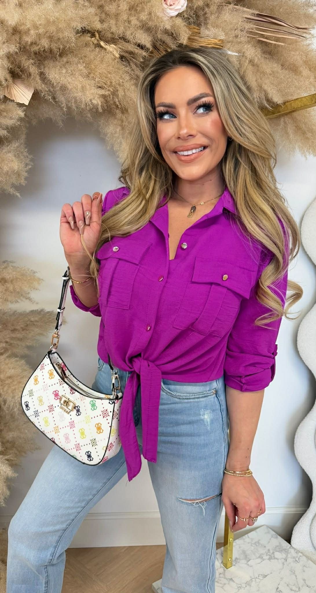 LARIS KNOOP BLOUSE AUBERGINE