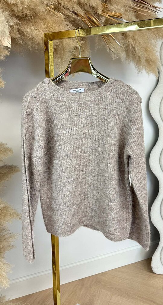 BUTTON SLEEVE SWEAT 25003 TAUPE