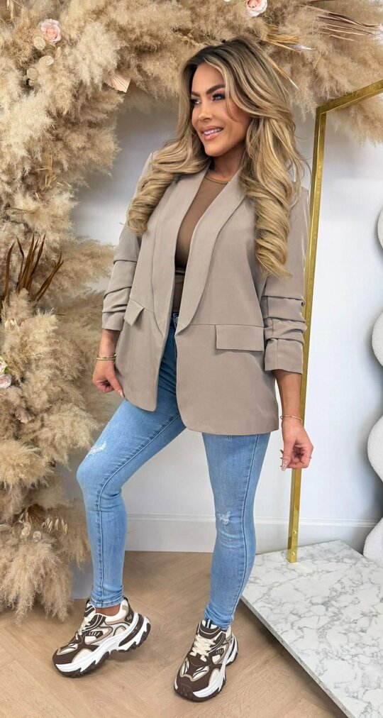 BRIANNA CROPPED MOUW BLAZER TAUPE