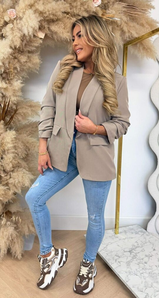 BRIANNA CROPPED MOUW BLAZER TAUPE
