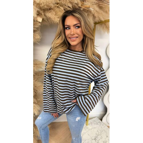 STRIPE LONGSLEEVE TEE BLUE/CHOCO