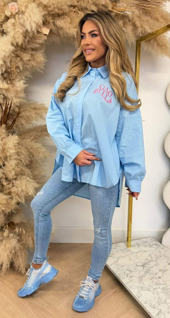 CIAO BELLA OVERSIZED BLOUSE BLUE