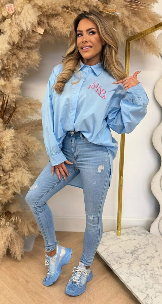 CIAO BELLA OVERSIZED BLOUSE BLUE