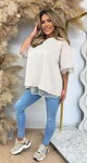 SPLIT BACK LACE TEE BEIGE