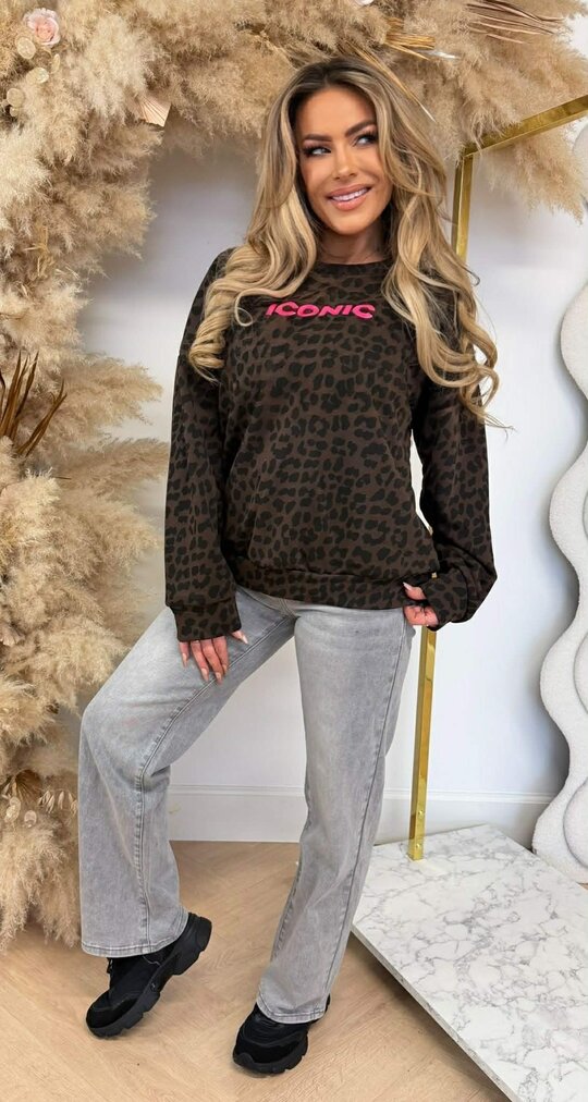 LEOPARD ICONIC SWEATER CHOCO