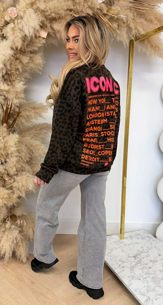 LEOPARD ICONIC SWEATER CHOCO