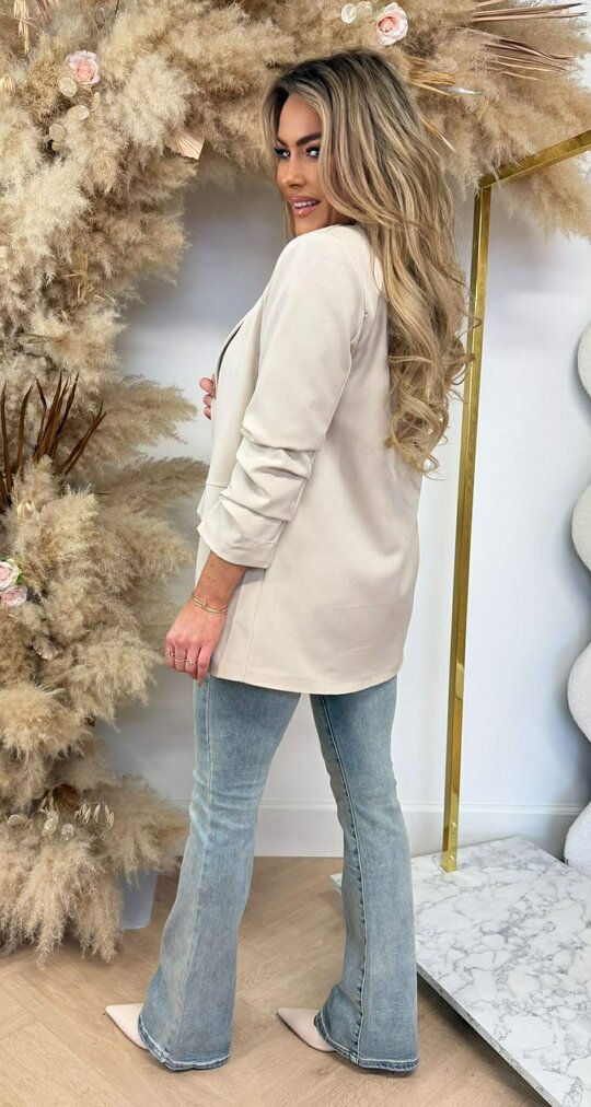 BRIANNA CROPPED MOUW BLAZER BEIGE