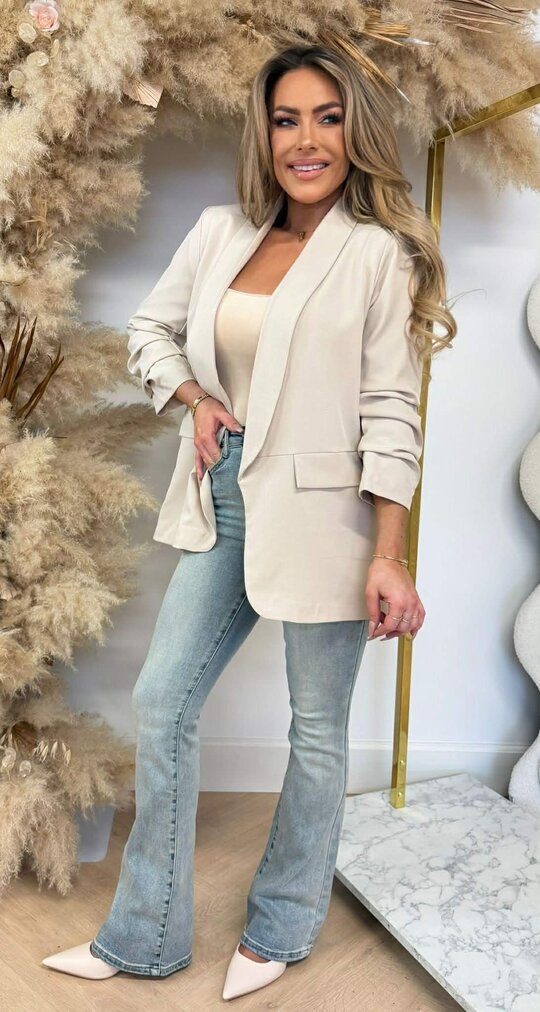 BRIANNA CROPPED MOUW BLAZER BEIGE