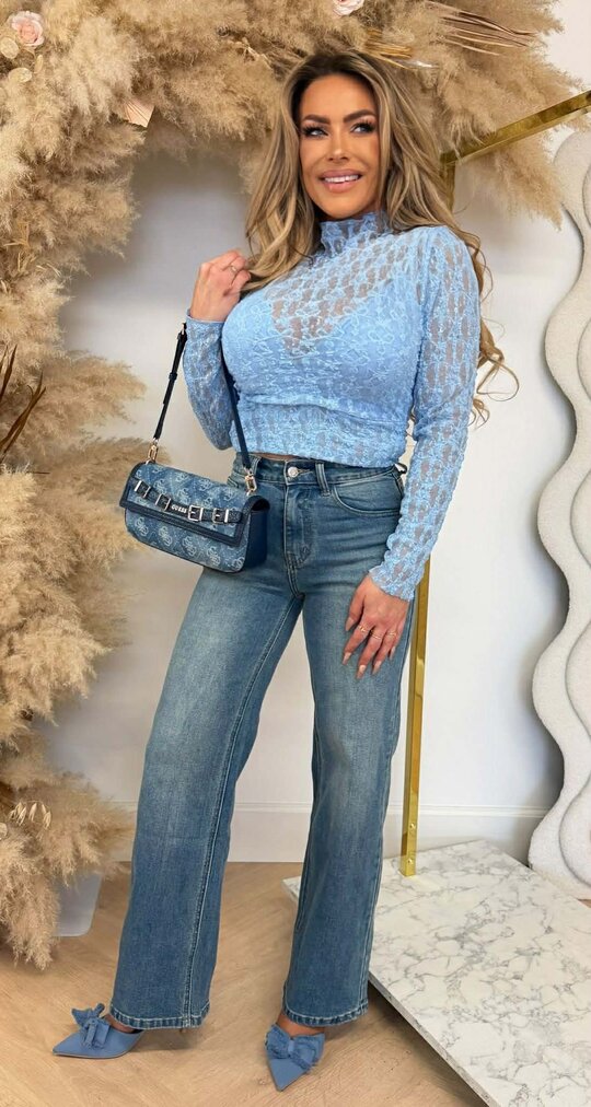 SARAH LACE TOP BLUE