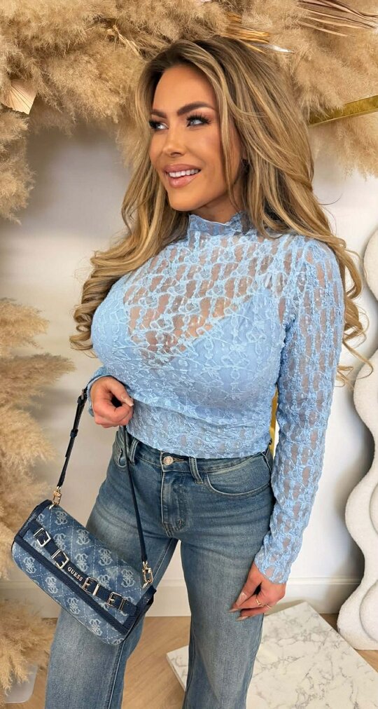 SARAH LACE TOP BLUE