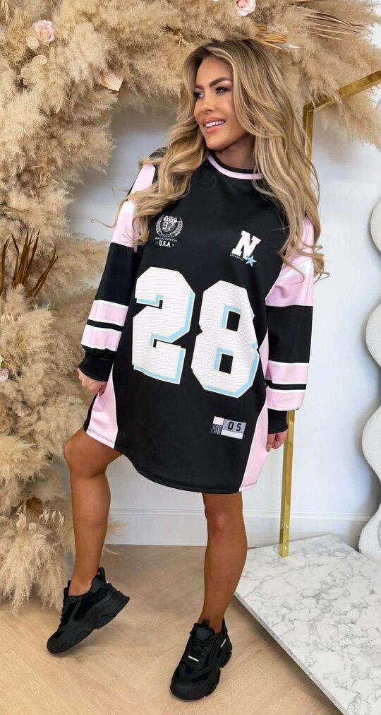 USA 28 OVERSIZED LONG TEE BLACK