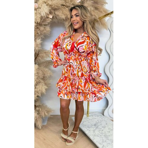 LILLY RUFFLE DRESS 2527 CORAL/COLOUR