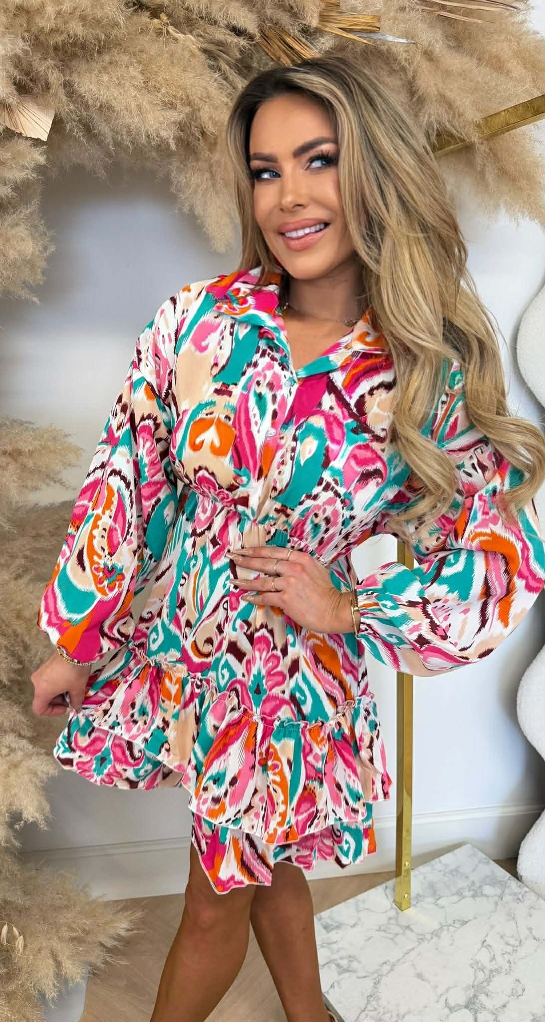 LILLY RUFFLE DRESS 2527 MINT/COLOUR