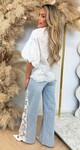 FASHIONISTA FLOWER BLOUSE WHITE