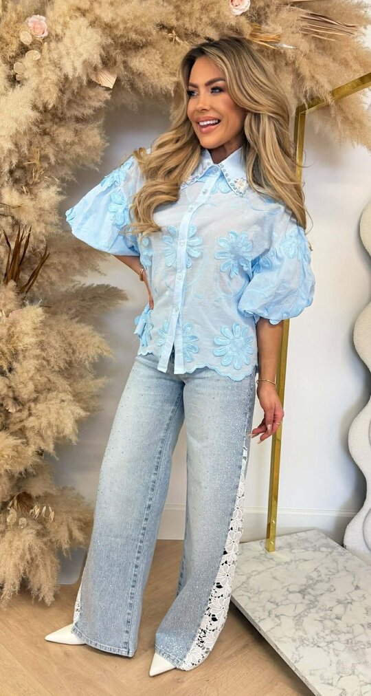 FASHIONISTA FLOWER BLOUSE BLUE