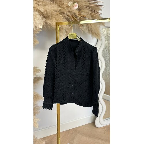 SATIN LACE BLOUSE CH368 BLACK