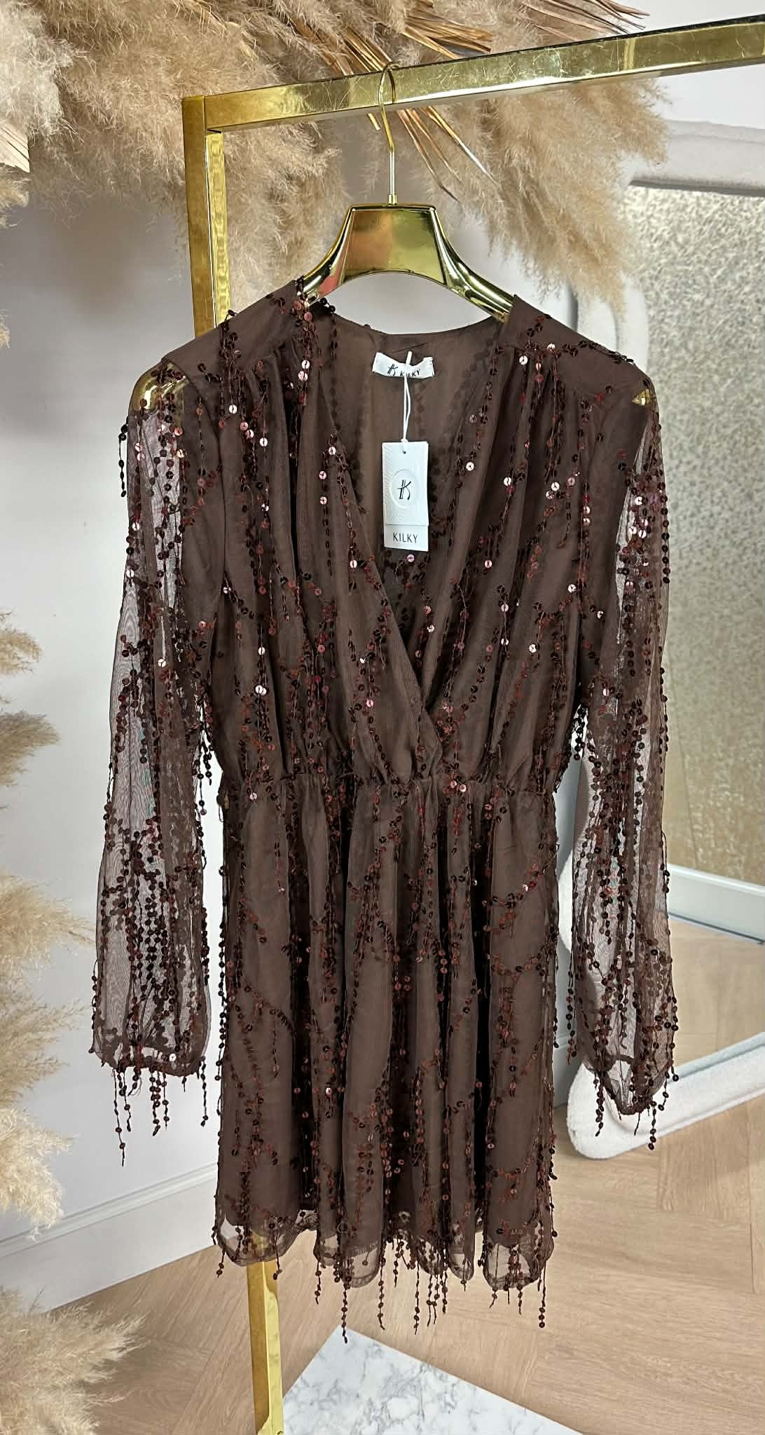 PARTY PAILLETTEN DRESS 1195 CHOCO
