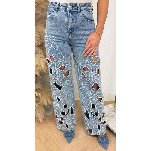 FLOWER GLITTER JEANS 1047 BLUE