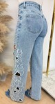 FLOWER GLITTER JEANS 1047 BLUE