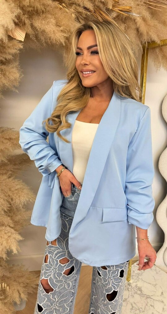 NINA OVERSIZED CROPPED MOUW BLAZER ICEBLUE