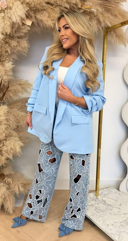 NINA OVERSIZED CROPPED MOUW BLAZER ICEBLUE