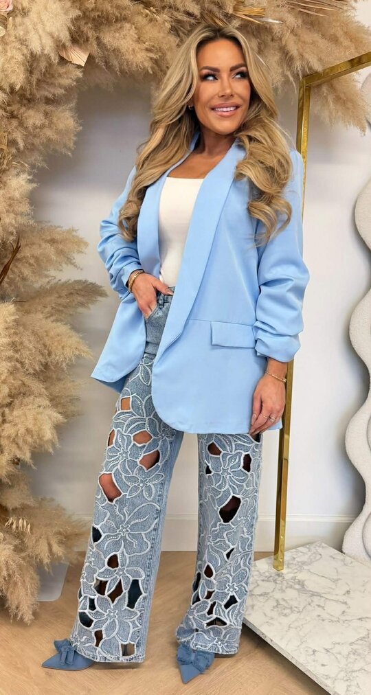 NINA OVERSIZED CROPPED MOUW BLAZER ICEBLUE
